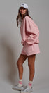 Cotton Blend Knit Lounge Shorts With Elastic Waistband in Pink Clay - Women's Pants | Urban Daizy