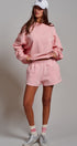 Cotton Blend Knit Lounge Shorts With Elastic Waistband in Pink Clay - Women's Pants | Urban Daizy
