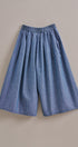 Striped Wide Leg Culotte Pants With Drawstring Waist in Blue - Women's Pants | Urban Daizy