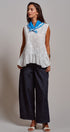 Polka Dot High-Rise Wide-Leg Dress Pants in Dk Denim - Women's Pants | Urban Daizy