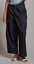 Polka Dot High-Rise Wide-Leg Dress Pants in Dk Denim - Women's Pants | Urban Daizy