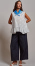 Polka Dot High-Rise Wide-Leg Dress Pants in Dk Denim - Women's Pants | Urban Daizy