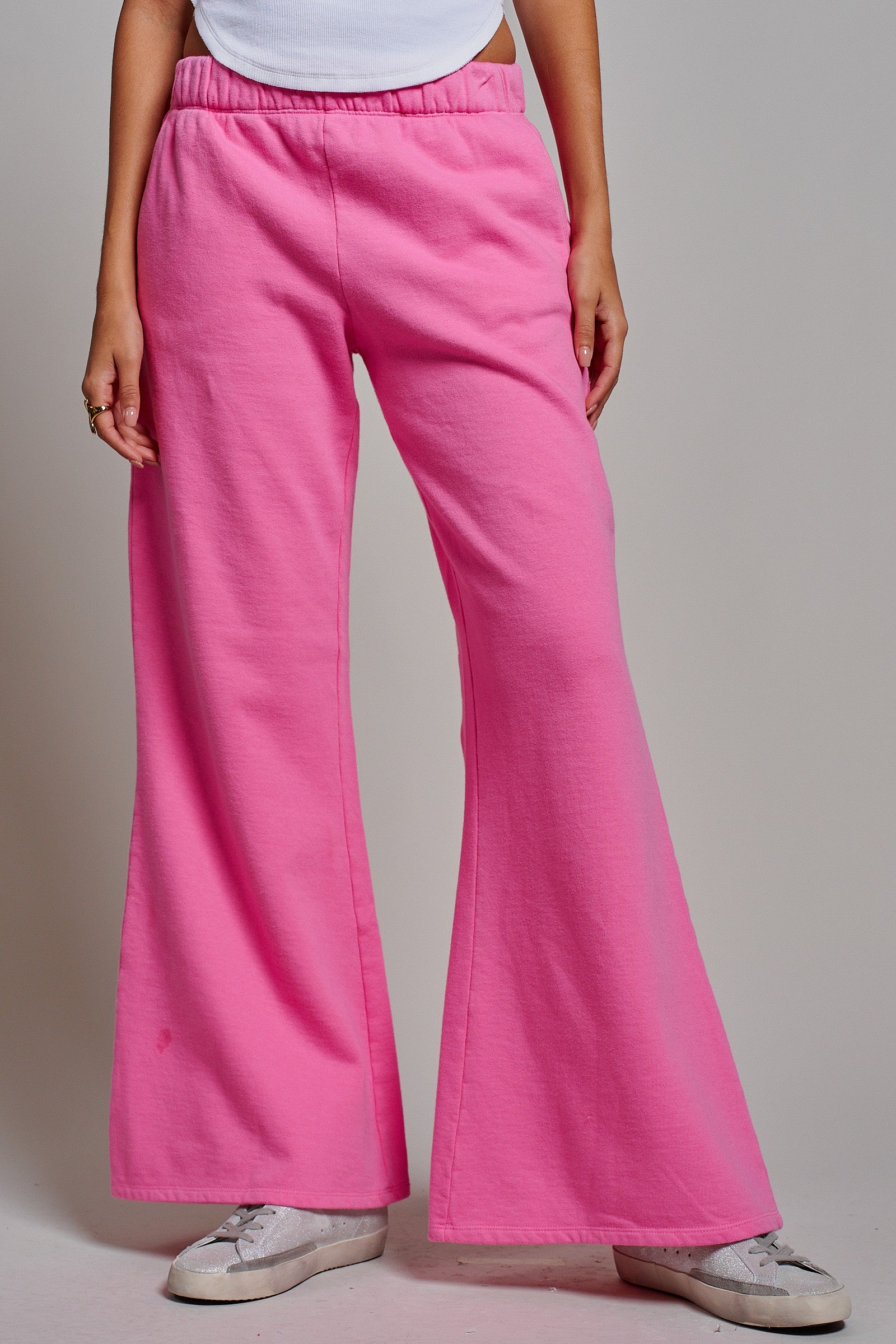 Wide-Leg Lounge Pants With Elastic Waistband in Candy Pink - Women's Pants | Urban Daizy