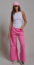 Wide-Leg Lounge Pants With Elastic Waistband in Candy Pink - Women's Pants | Urban Daizy