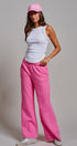 Wide-Leg Lounge Pants With Elastic Waistband in Candy Pink - Women's Pants | Urban Daizy