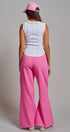 Wide-Leg Lounge Pants With Elastic Waistband in Candy Pink - Women's Pants | Urban Daizy