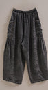 Washed Denim Utility Wide Leg Pants With Cargo Pockets in Black - Women's Pants | Urban Daizy