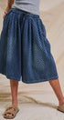 Polka Dot Drawstring Culotte Pants in Dk Denim - Women's Pants | Urban Daizy