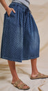 Polka Dot Drawstring Culotte Pants in Dk Denim - Women's Pants | Urban Daizy