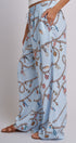 Rope Print Wide Leg Maxi Pants With Drawstring in Blue - Women's Pants | Urban Daizy
