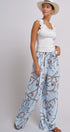 Rope Print Wide Leg Maxi Pants With Drawstring in Blue - Women's Pants | Urban Daizy