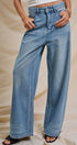 Sparkle Wash Wide-Leg Denim Jeans in Denim - Women's Pants | Urban Daizy