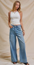 Sparkle Wash Wide-Leg Denim Jeans in Denim - Women's Pants | Urban Daizy