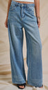 Sparkle Wash Wide-Leg Denim Jeans in Denim - Women's Pants | Urban Daizy