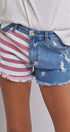 Stars And Stripes Cutoff Denim Shorts Distressed in Lt Denim - Women's Pants | Urban Daizy