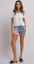 Stars And Stripes Cutoff Denim Shorts Distressed in Lt Denim - Women's Pants | Urban Daizy