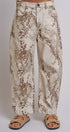 Python Print Wide Leg Pants High Waist Cotton in Ivory - Women's Pants | Urban Daizy