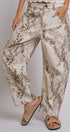 Python Print Wide Leg Pants High Waist Cotton in Ivory - Women's Pants | Urban Daizy