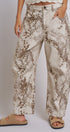 Python Print Wide Leg Pants High Waist Cotton in Ivory - Women's Pants | Urban Daizy