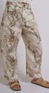 Python Print Wide Leg Pants High Waist Cotton in Ivory - Women's Pants | Urban Daizy