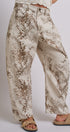 Python Print Wide Leg Pants High Waist Cotton in Ivory - Women's Pants | Urban Daizy