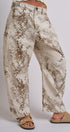 Python Print Wide Leg Pants High Waist Cotton in Ivory - Women's Pants | Urban Daizy