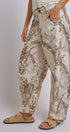 Python Print Wide Leg Pants High Waist Cotton in Ivory - Women's Pants | Urban Daizy