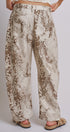 Python Print Wide Leg Pants High Waist Cotton in Ivory - Women's Pants | Urban Daizy