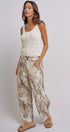 Python Print Wide Leg Pants High Waist Cotton in Ivory - Women's Pants | Urban Daizy