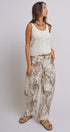 Python Print Wide Leg Pants High Waist Cotton in Ivory - Women's Pants | Urban Daizy