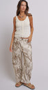 Python Print Wide Leg Pants High Waist Cotton in Ivory - Women's Pants | Urban Daizy