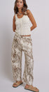 Python Print Wide Leg Pants High Waist Cotton in Ivory - Women's Pants | Urban Daizy