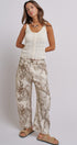 Python Print Wide Leg Pants High Waist Cotton in Ivory - Women's Pants | Urban Daizy
