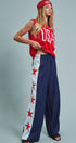 Varsity Star Side Stripe Wide-Leg Pants in Navy - Women's Pants | Urban Daizy