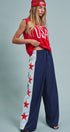 Varsity Star Side Stripe Wide-Leg Pants in Navy - Women's Pants | Urban Daizy