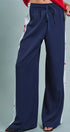 Varsity Star Side Stripe Wide-Leg Pants in Navy - Women's Pants | Urban Daizy