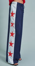 Varsity Star Side Stripe Wide-Leg Pants in Navy - Women's Pants | Urban Daizy