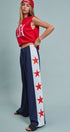 Varsity Star Side Stripe Wide-Leg Pants in Navy - Women's Pants | Urban Daizy