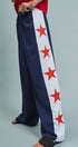 Varsity Star Side Stripe Wide-Leg Pants in Navy - Women's Pants | Urban Daizy