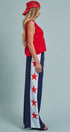 Varsity Star Side Stripe Wide-Leg Pants in Navy - Women's Pants | Urban Daizy
