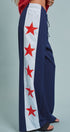 Varsity Star Side Stripe Wide-Leg Pants in Navy - Women's Pants | Urban Daizy