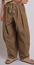 Wide-Leg Pleated Drawcord Trouser Pants in Camel - Women's Pants | Urban Daizy