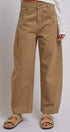 Cotton Barrel Leg High Rise Pants in Camel - Women's Pants | Urban Daizy