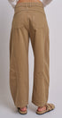 Cotton Barrel Leg High Rise Pants in Camel - Women's Pants | Urban Daizy