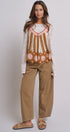 Cotton Barrel Leg High Rise Pants in Camel - Women's Pants | Urban Daizy