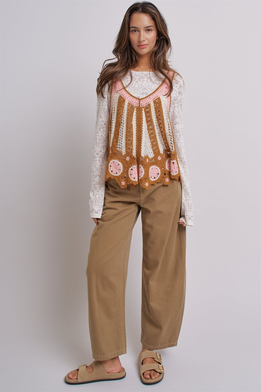 Cotton Barrel Leg High Rise Pants in Camel - Women's Pants | Urban Daizy