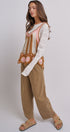 Cotton Barrel Leg High Rise Pants in Camel - Women's Pants | Urban Daizy