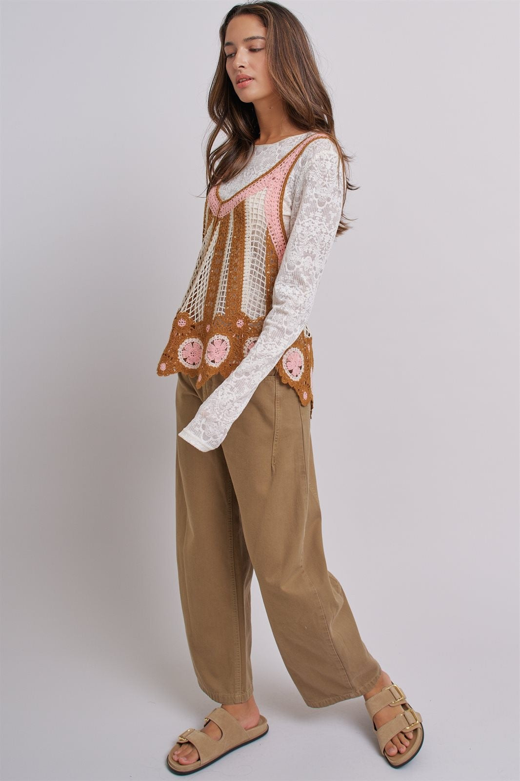 Cotton Barrel Leg High Rise Pants in Camel - Women's Pants | Urban Daizy
