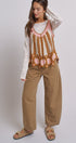 Cotton Barrel Leg High Rise Pants in Camel - Women's Pants | Urban Daizy