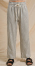 Cotton Stripe Wide Leg Drawstring Pants in Ivory Black - Women's Pants | Urban Daizy